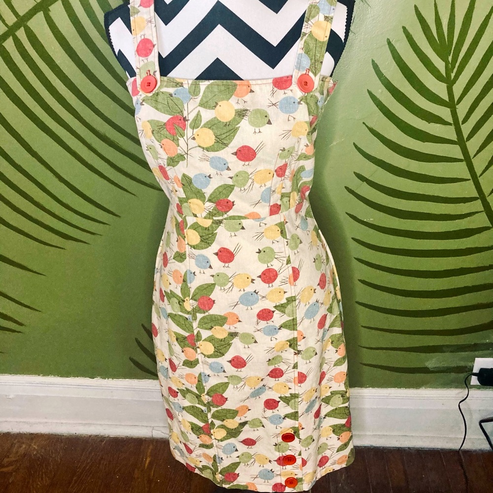 Retro dress birds from ec star e.c. knee length size small sm 4 vintage style